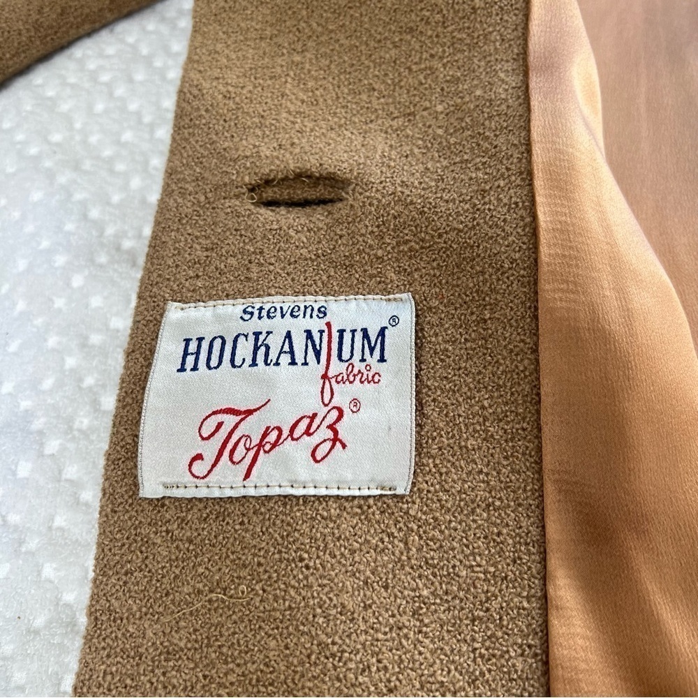 Vintage 1950s Stevens Hockanum Fabric Topaz Mink Boucle Fabric Top Coat - Picture 4 of 11